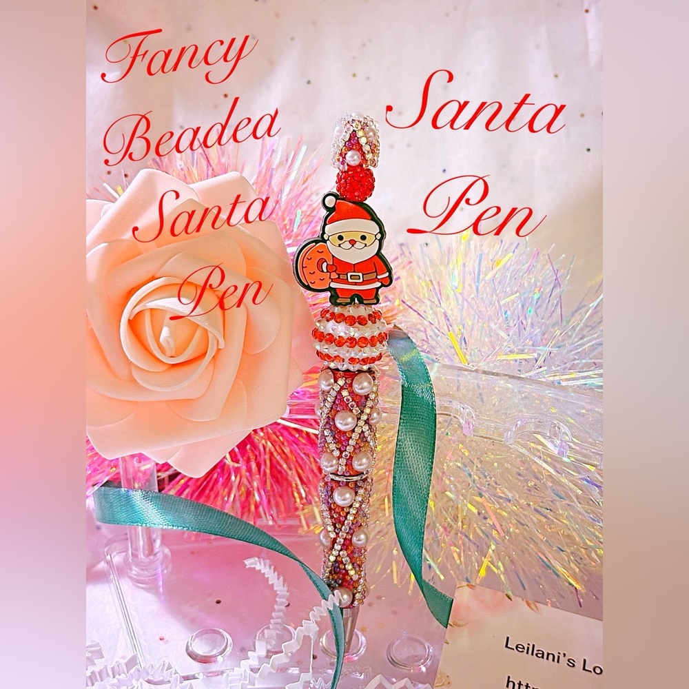 Santa Pen Red and White/multicolor beads/rhinestone pearl pen/gifts/